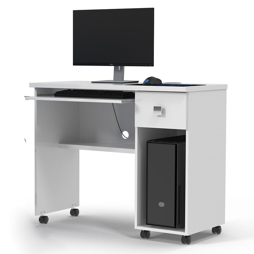 Escrivaninha Mesa Manicure Computador MDP Vicenza Branco - Lukaliam Móveis Modernidade
