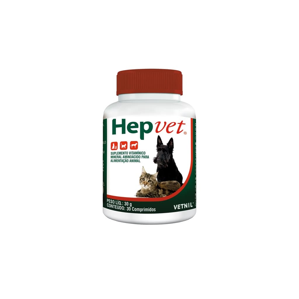 Suplemento Hepvet 30 Comprimidos Vetnil Hepatico Hepatic Figado Cães Gatos