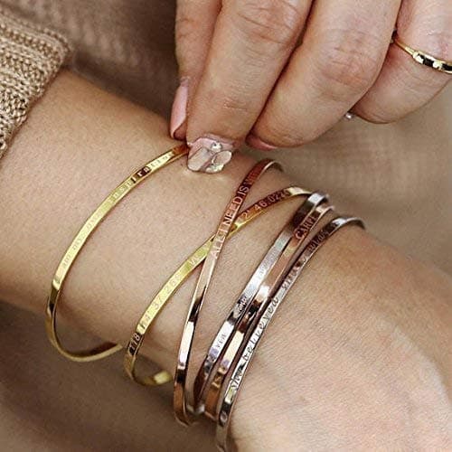 Vnox Personalized Cuff Bracelet Custom Friendship Gifts Custom Mantra Bracelet Personalized Bangle Bracelet