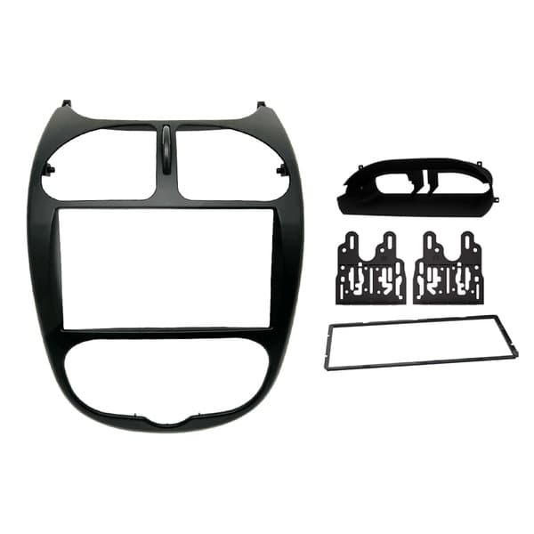 Moldura 2 Din Peugeot 206 p/ MP5 - 04 a 08 - Preto - Fiamon
