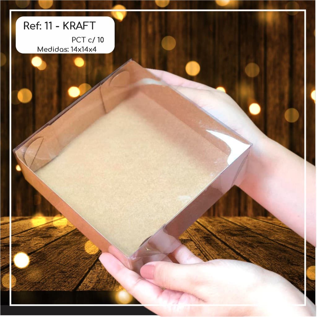 10~50  Caixas Embalagem 15 Doces Com Visor em  Acetato KRAFT 14x14x4 - Ref. 11 ( Chocobraz )
