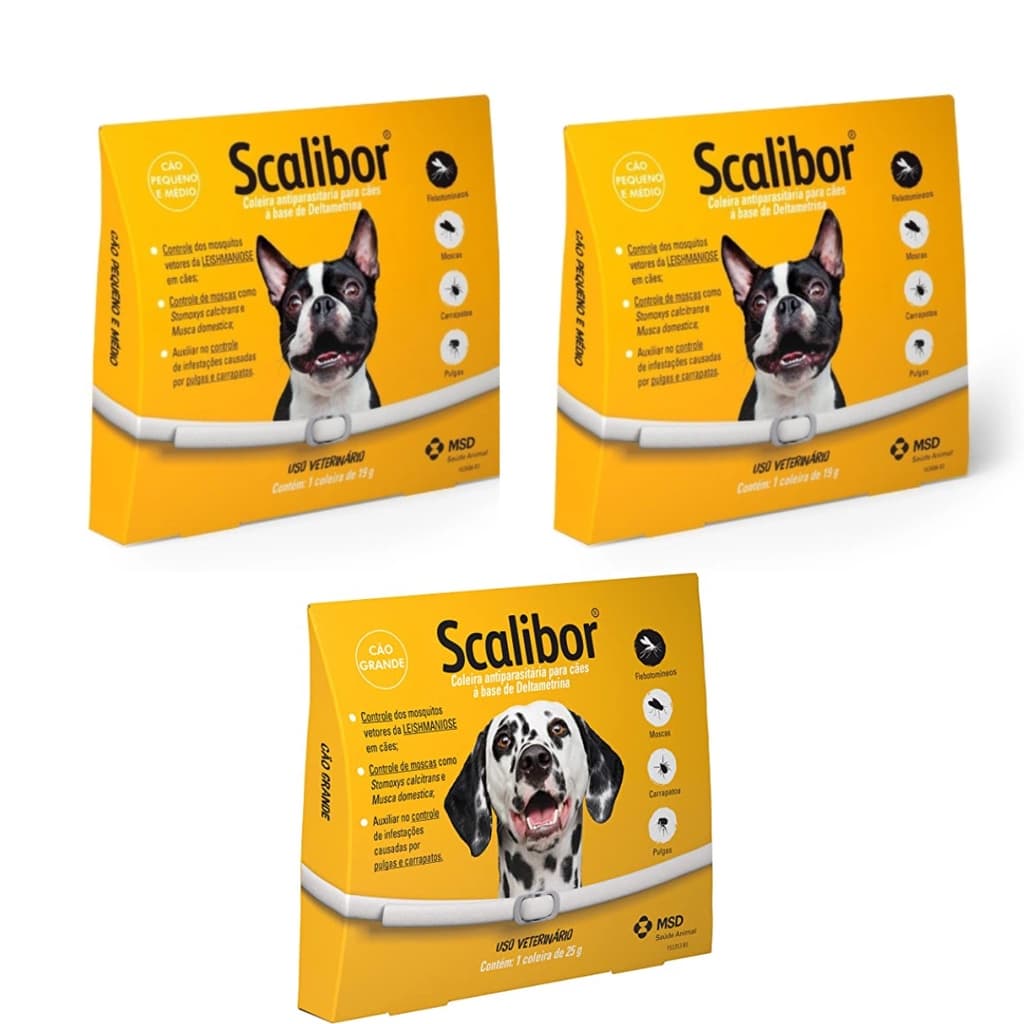 2 Coleiras Scalibor P 48cm 1 Scalibor G 65cm Leish msd