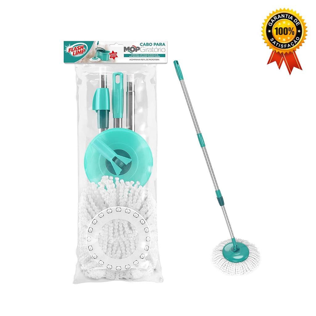 Cabo Para Mop Giratorio Verde Agua Extensor Flash Limp