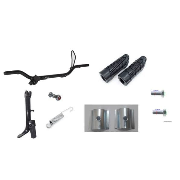 Kit Estribo + Cavalete Lateral + Borracha Titan Fan 150 160 completo com parafusos