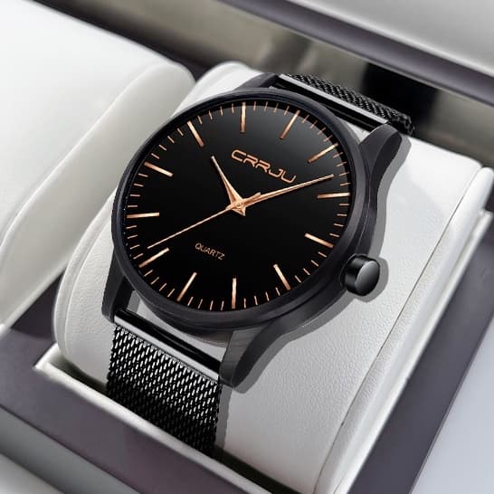 CRRJU Relógios Masculinos Moda Simples Ultrafino Casual Aço Inoxidável Quartzo Analógico À Prova D'água 2117 XM