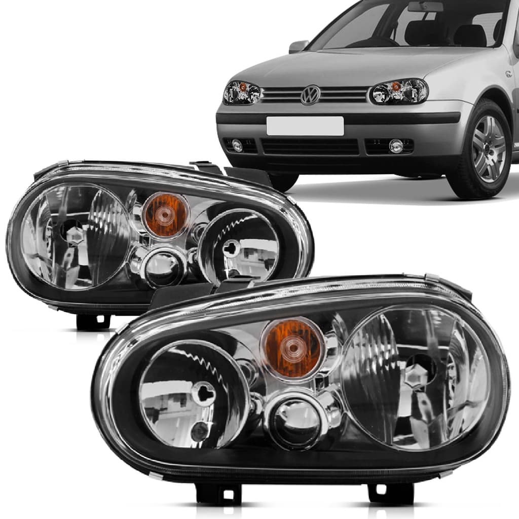 Par Farol Golf 99 2000 2001 2002 2003 Foco Duplo Sem Auxiliar Máscara Negra
