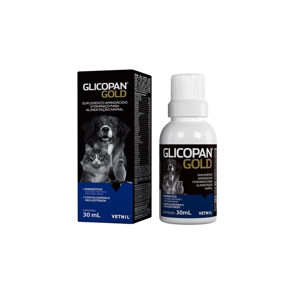 Glicopan Gold 30ml Suplemento Vitaminico Cães Gatos Pássaros Aves Cachorros Vetnil