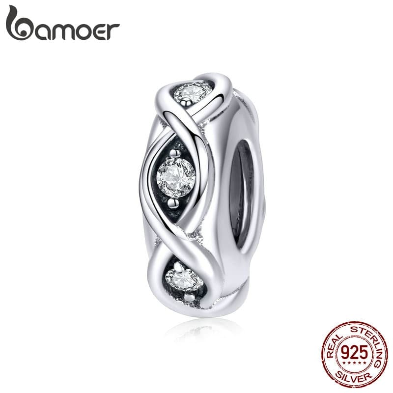 Bamoer Prata Esterlina 925 Limpar Cz Infinito Amor Charme Jóias Finas Scc1153