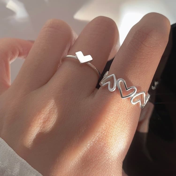 Bamoer Heart Open Ring Personalidade Moda Feminina Design De Nicho De Ins Jewerly AIR013