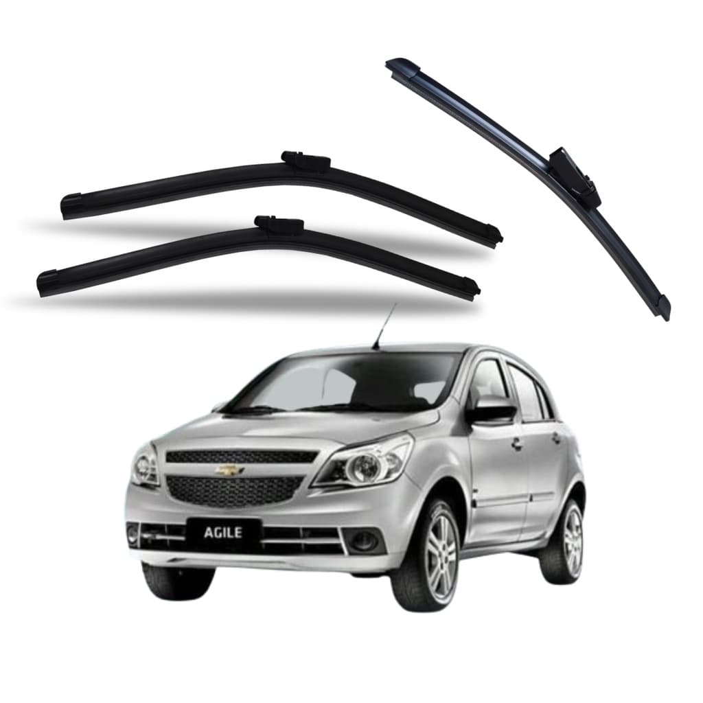 Kit Palheta Limpador Parabrisa Dianterio Traseiro Chevrolet Agile 2012 2013 2014 2015 2016 2017 2018