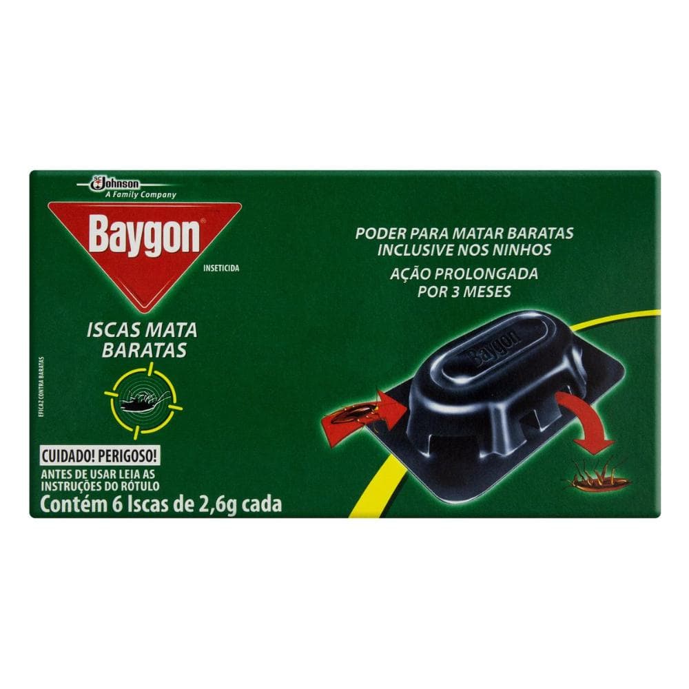 Inseticida Isca Baygon Mata Baratas Caixa 6 Unidades de 2,6g Cada