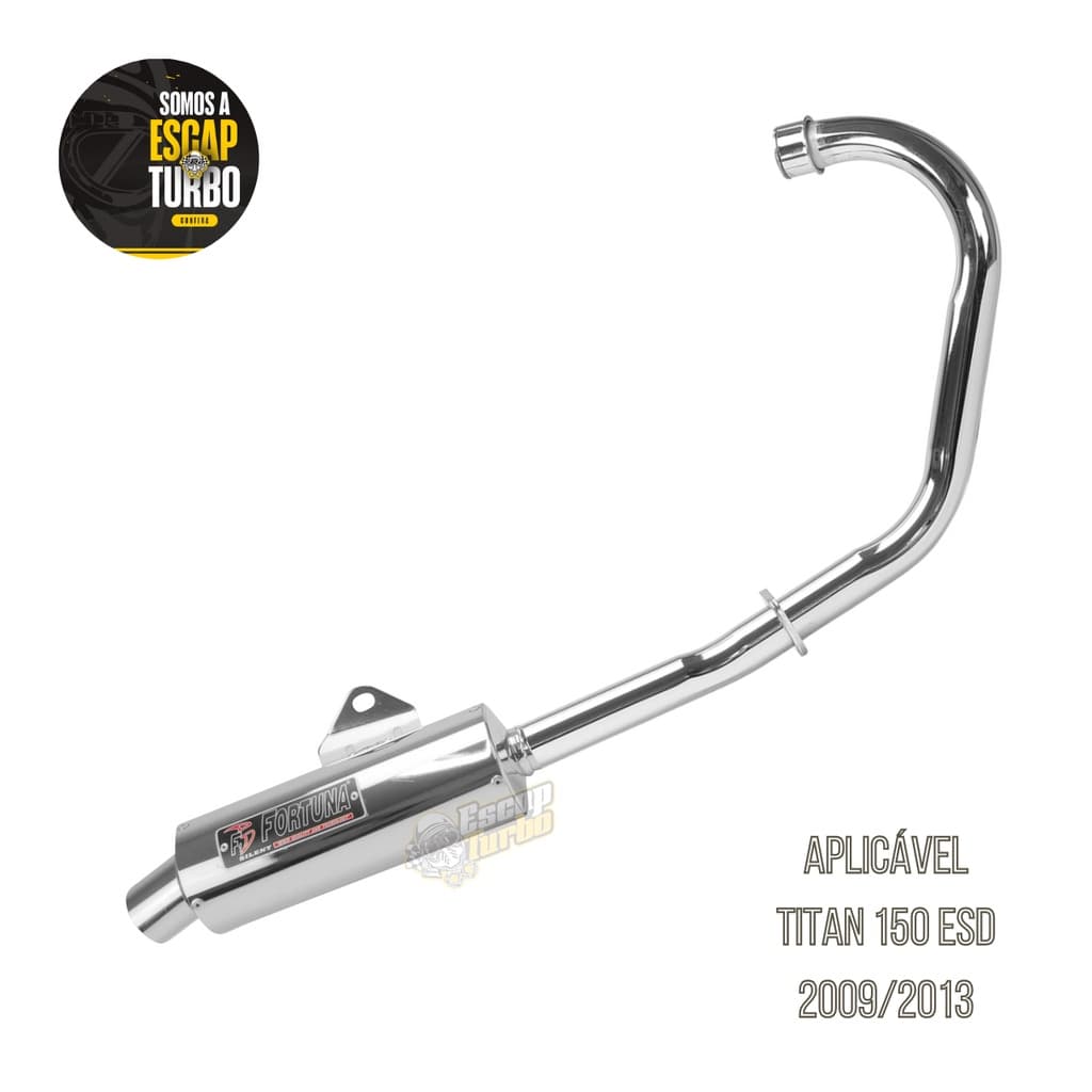 Escapamento Titan 150 2009/2013 Esd Mini Turbo Cromado Curva Cromada