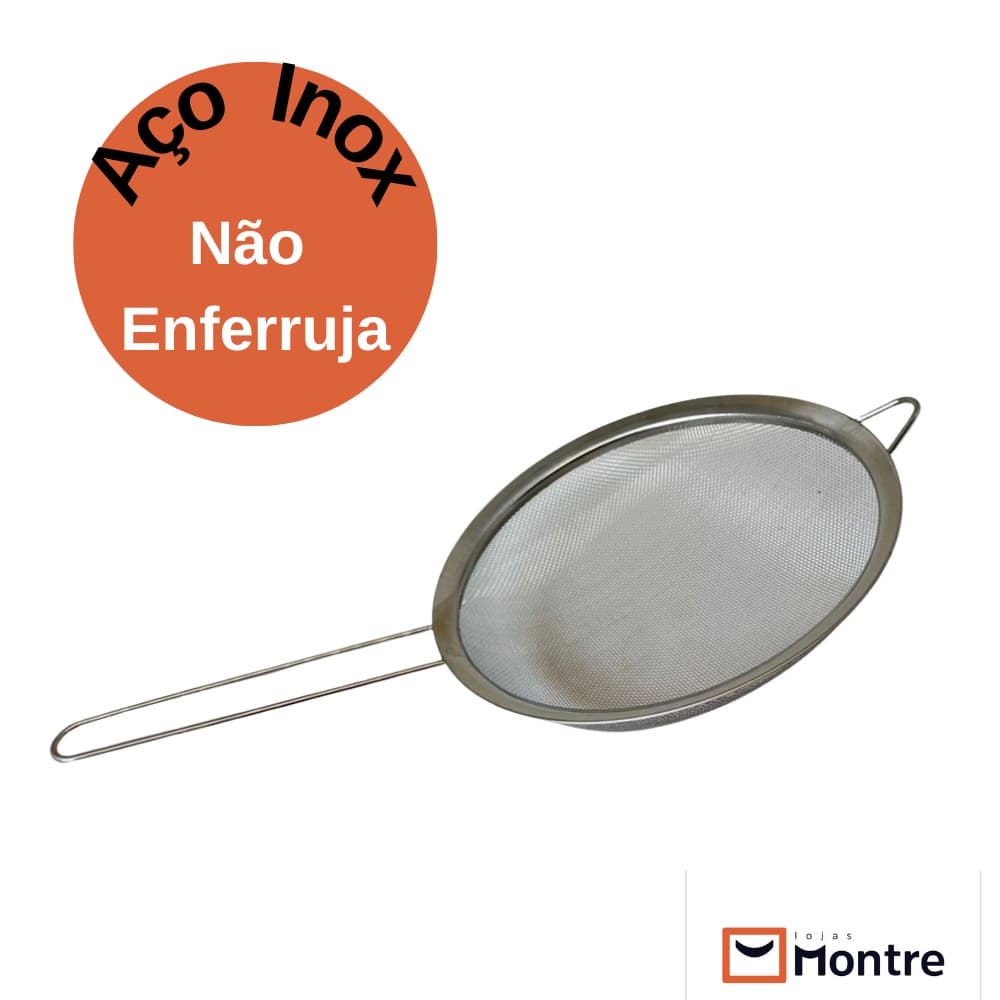 COM OFERTA Peneira De Aço Inox Utensílios De Cozinha Promoção 1 Unidade, Três Tamanhos