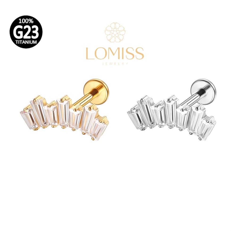 Piercing Labret Titânio G23 Pvd Zircônias Grandes Helix, Tragus, Conch, Nariz, Boca-Medusa《Lomiss  piercing》