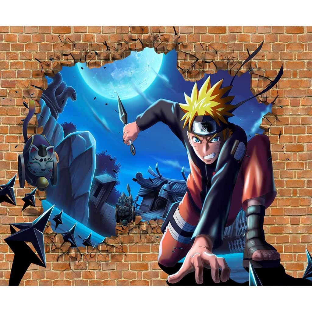 Papel de Parede Personalizado Naruto Buraco Decoração quarto Infantil Inove