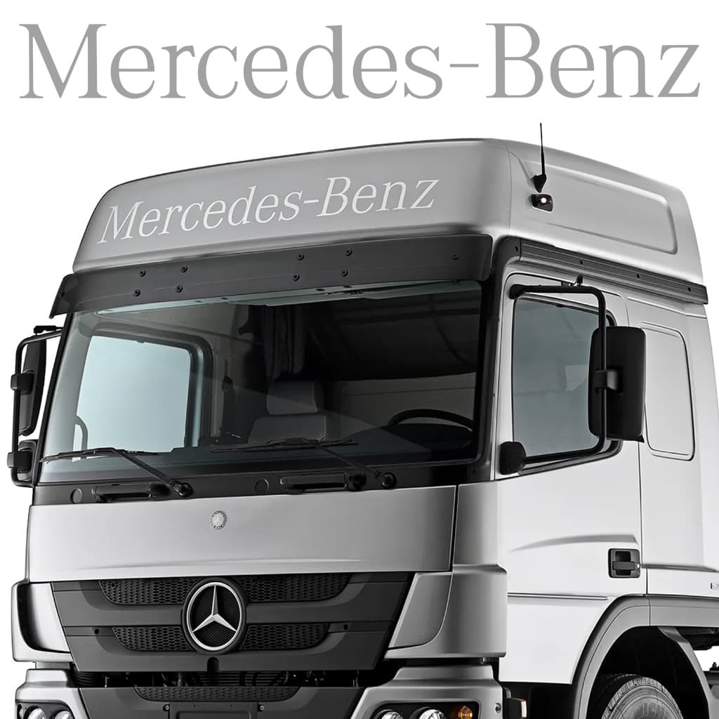 Adesivo Faixa Caminhão Compatível Mercedes Benz Testeira Quebra Sol Prata