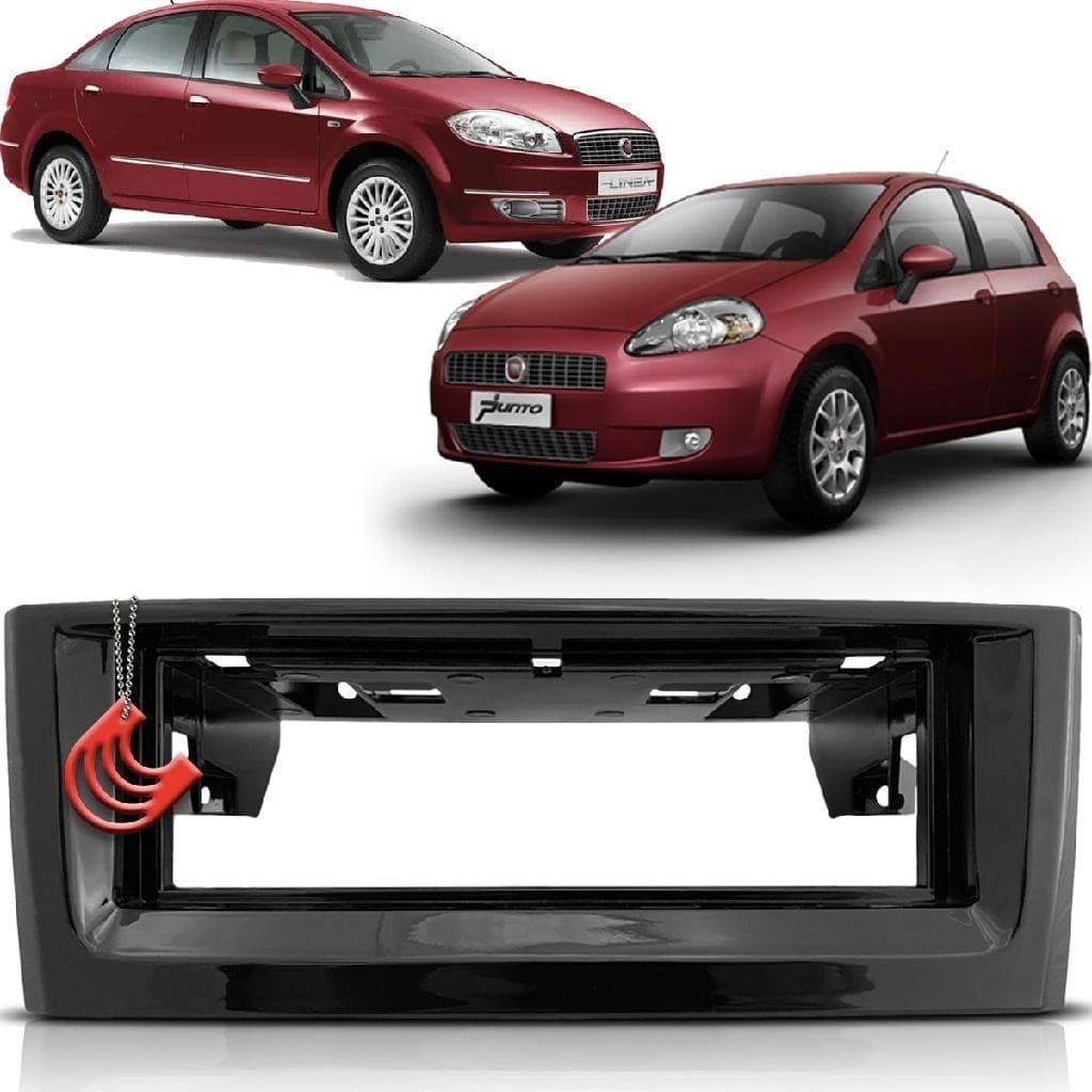 Moldura Painel 1Din para Rádio Som Aparelho Black Piano Fiat Punto 07/12 Linea 09/14
