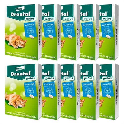 Kit 10 Drontal Elanco Vermífugo para Gatos de 4kg - 4 Comprimidos