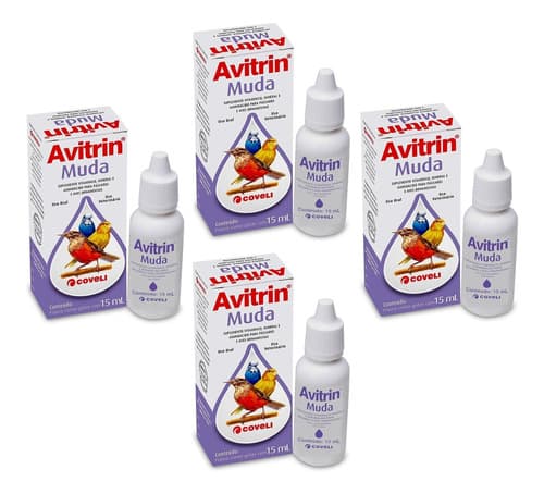 Kit 4 Suplemento Vitamínico Coveli Avitrin Muda para Pássaros - 15 mL