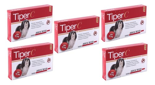 Kit 5 Antipulgas Brouwer Tiper C para Cães até 15 Kg