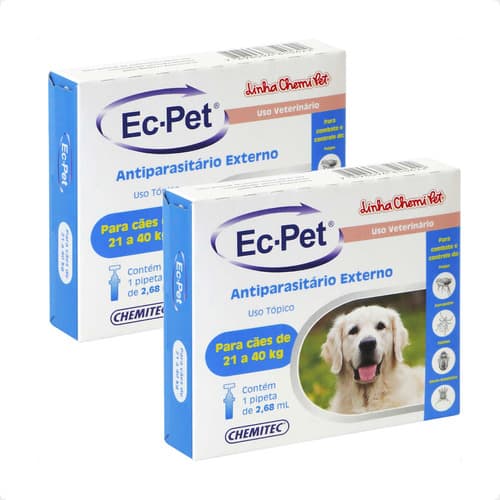 Kit 2 EC PET 2,68mL Chemitec Antipulgas e Carrapatos - Cães de 21 a 40Kg