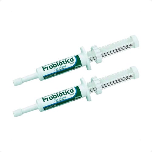 Kit 2 Probiótico Vetnil Suplemento para Cães e Gatos - Seringa 14g