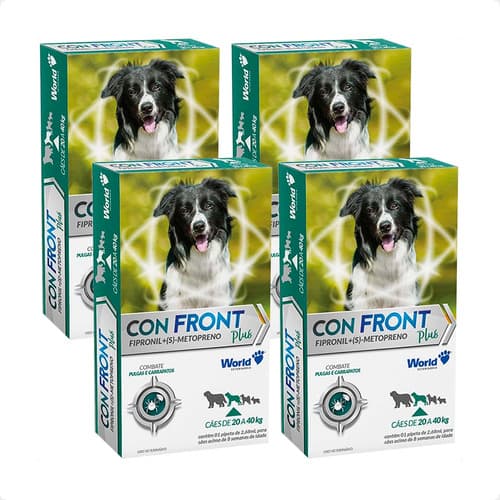 Kit 4 ConFront Plus Antipulgas para Cães de 20 a 40Kg - 1 Pipeta de 2,68ml