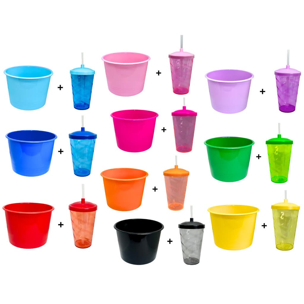 Kit Cinema 10 Balde 1,5L Pipoca + 10 Twister Colorido 500ML