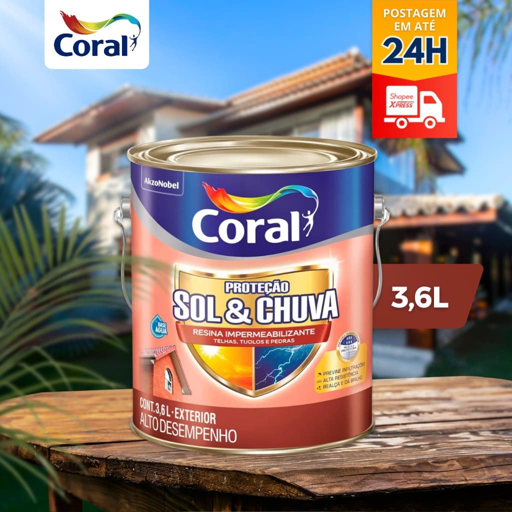 CORAL RESINA Sol & Chuva IMPERmeabilizante INCOLOR 3,6L