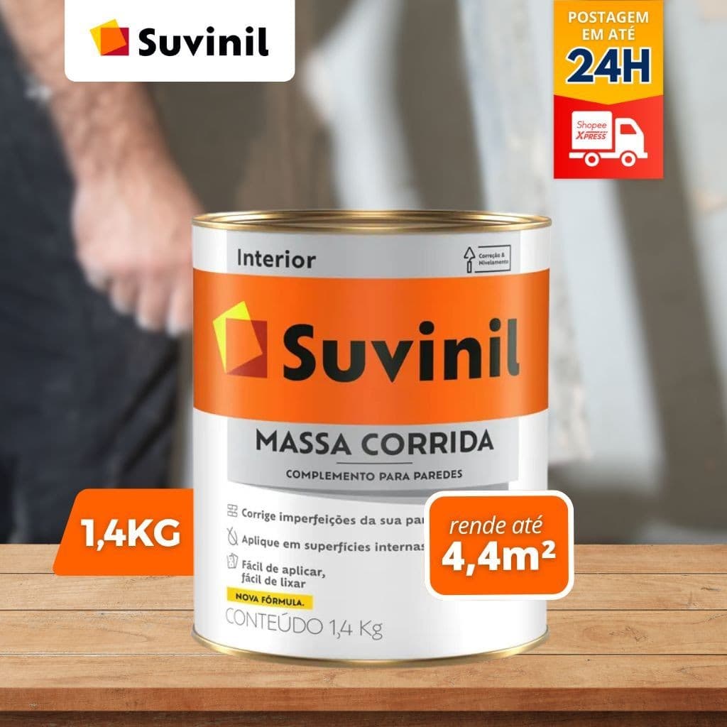 Massa Corrida PVA Suvinil 1.4kg – Acabamento Perfeito e Fácil Aplicação