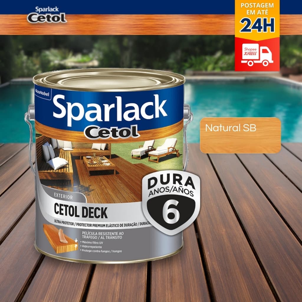 Verniz Semibrilho Cetol Deck Sparlack Natural 3,6L Para Proteção De Madeiras Externas