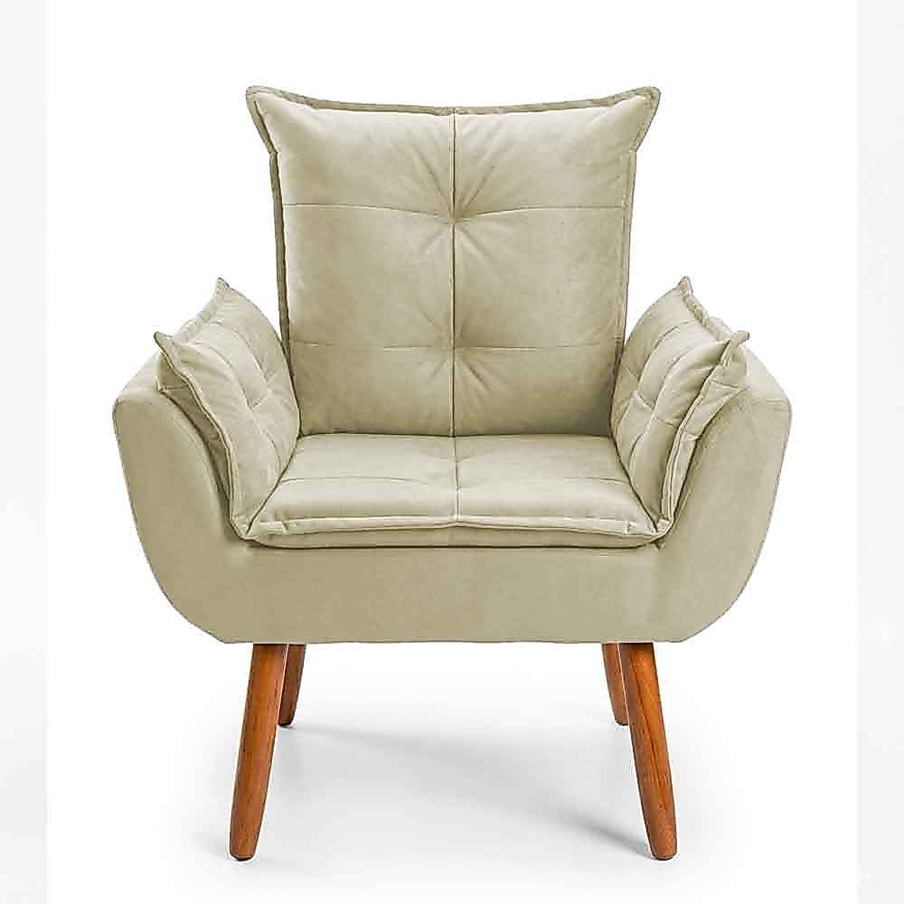 Poltrona Cadeira Decorativa Opalla Pés Palito Para Sala de Recepção