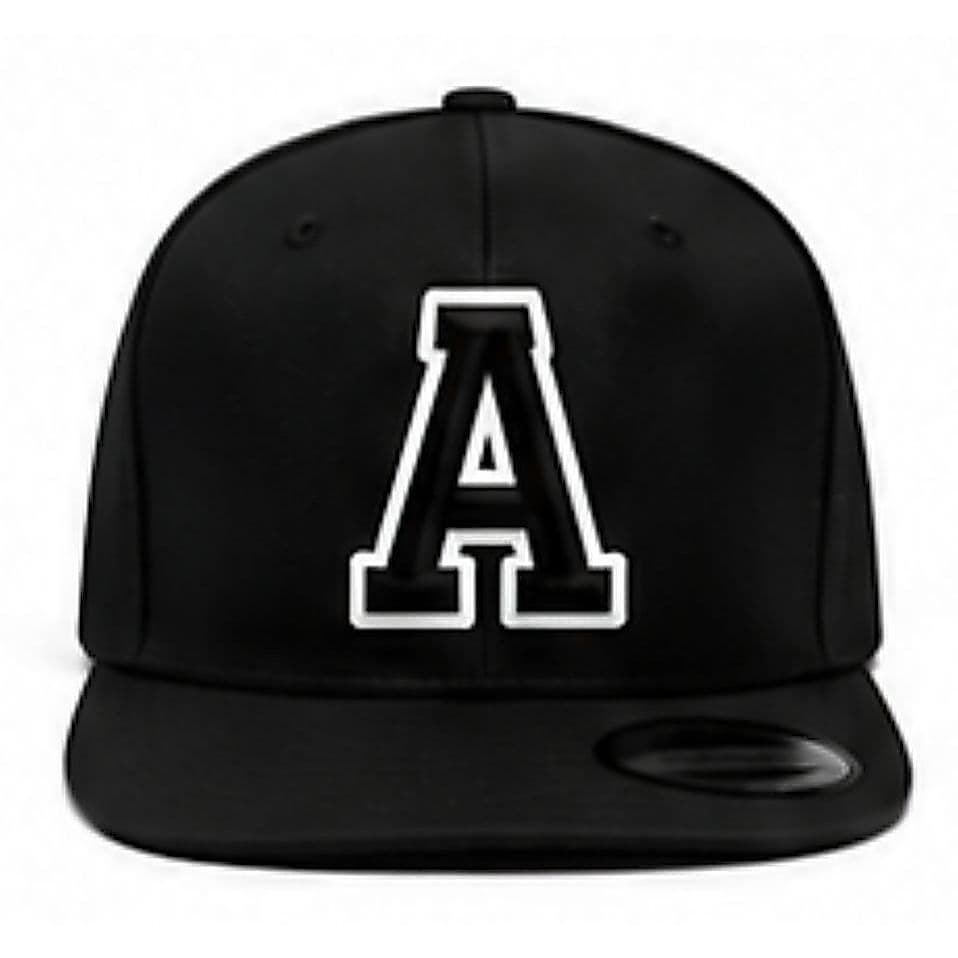 Boné Masculino Preto Personalizado A-z Letra Inicial Aba Reta Snapback
