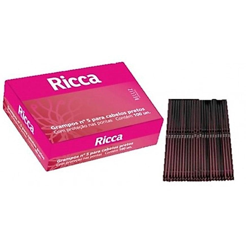 Grampos De Cabelo Ricca Nº5 Preto 3107 c/100un