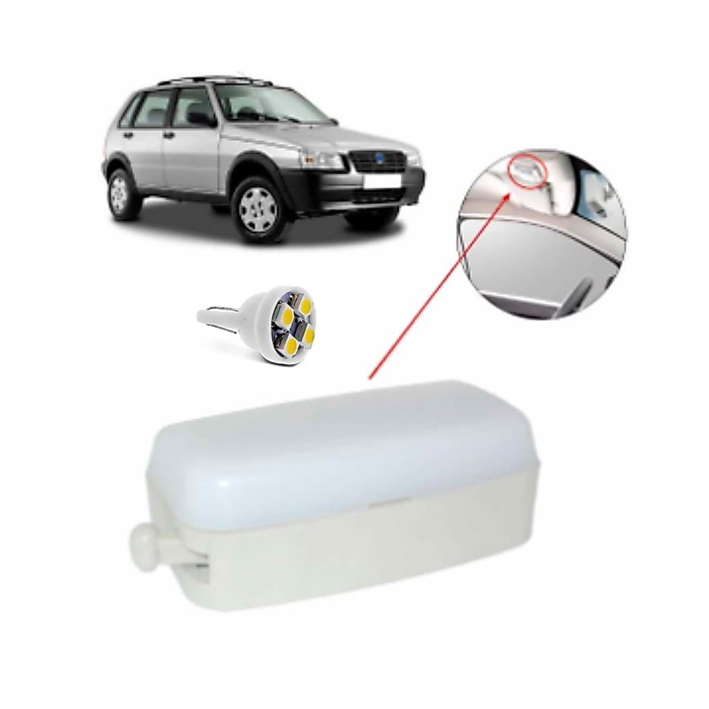 Lanterna Luz Cortesia Teto Fiat Uno Fiorino + Lampada Led 2005 2006 2007 2008