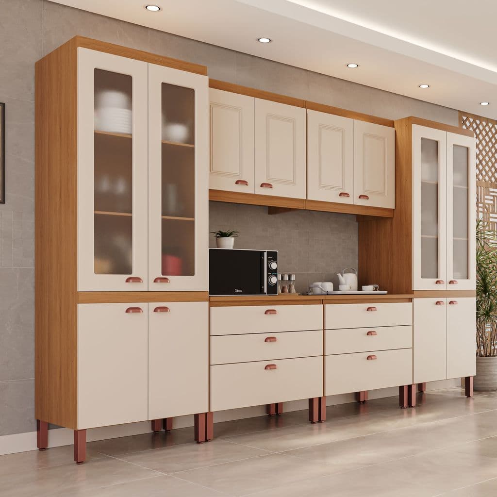 Cozinha Praga Modulada Composta por 06 módulos 100% MDF com Paneleiros e Balcões