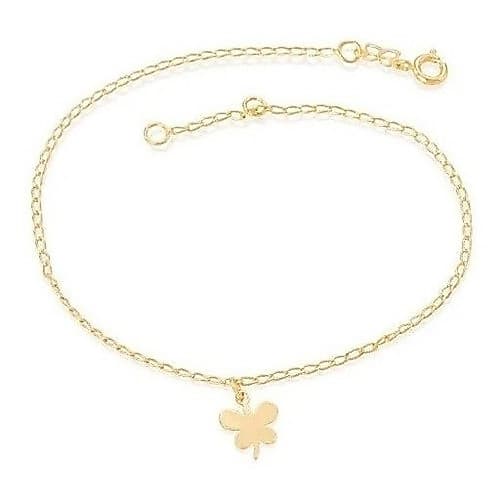 Tornozeleira Com Berloque De Borboleta Rommanel 25 Cm 550611 Cor Dourado