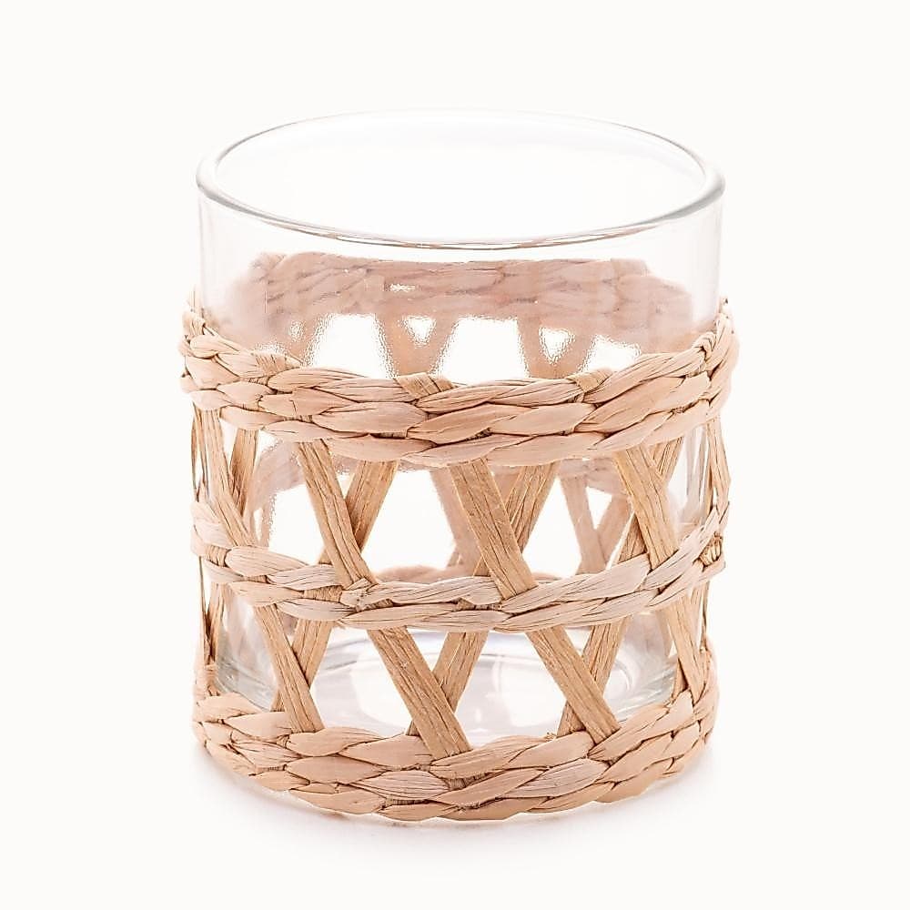 4 Copos Baixos Wolff de Vidro com Sisal 320ml