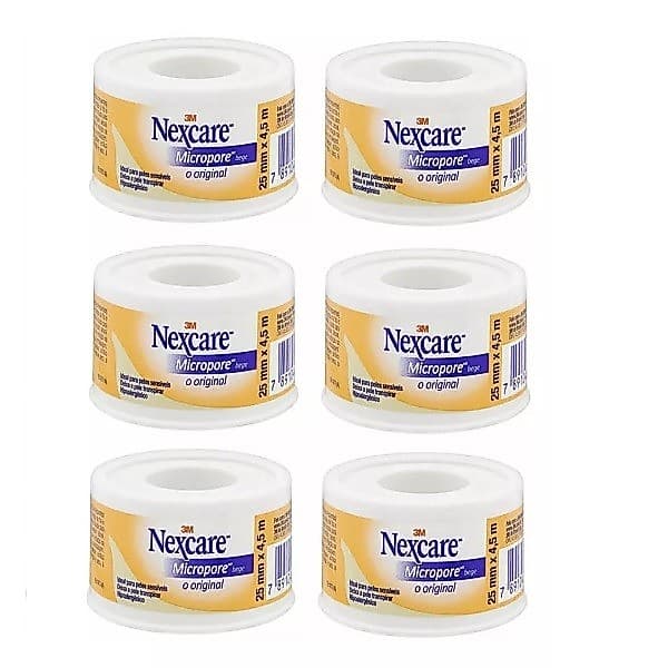 Kit com 6 Fita Micropore Nexcare Bege 25MM X 4,5M 3M