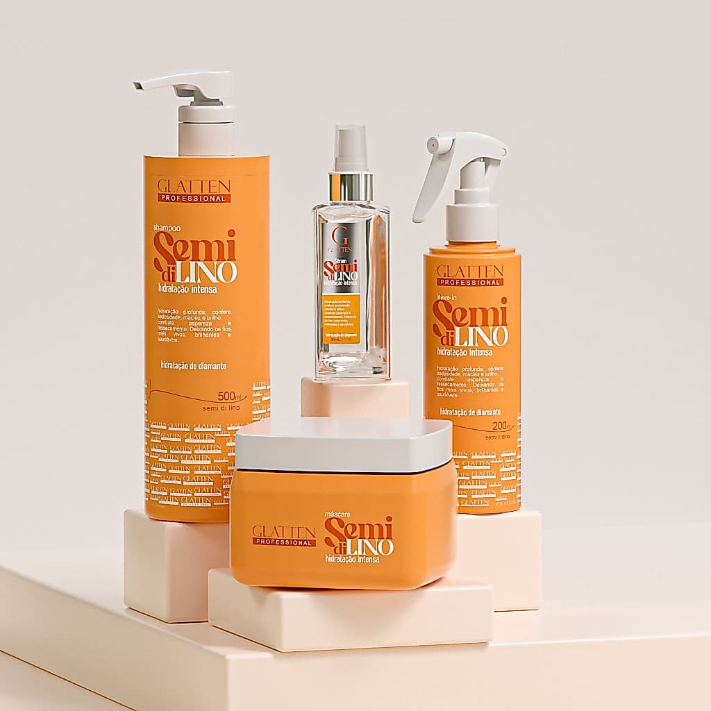 Kit Semi Di Lino Profissional Glatten – Hidratação, Força e Brilho Intenso para os Fios