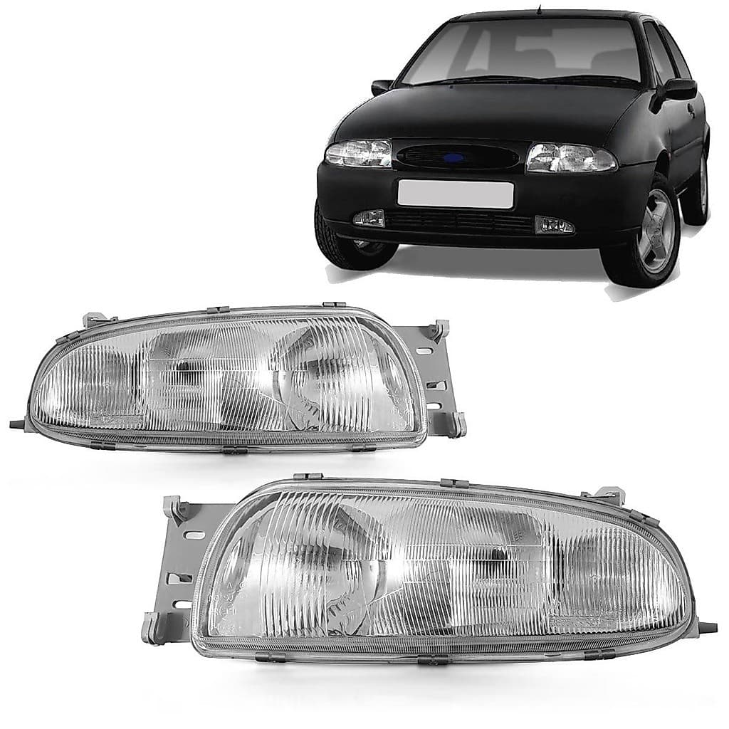 Farol Fiesta Courrier 96 97 98 99 Foco Duplo Cromado Pisca Cristal