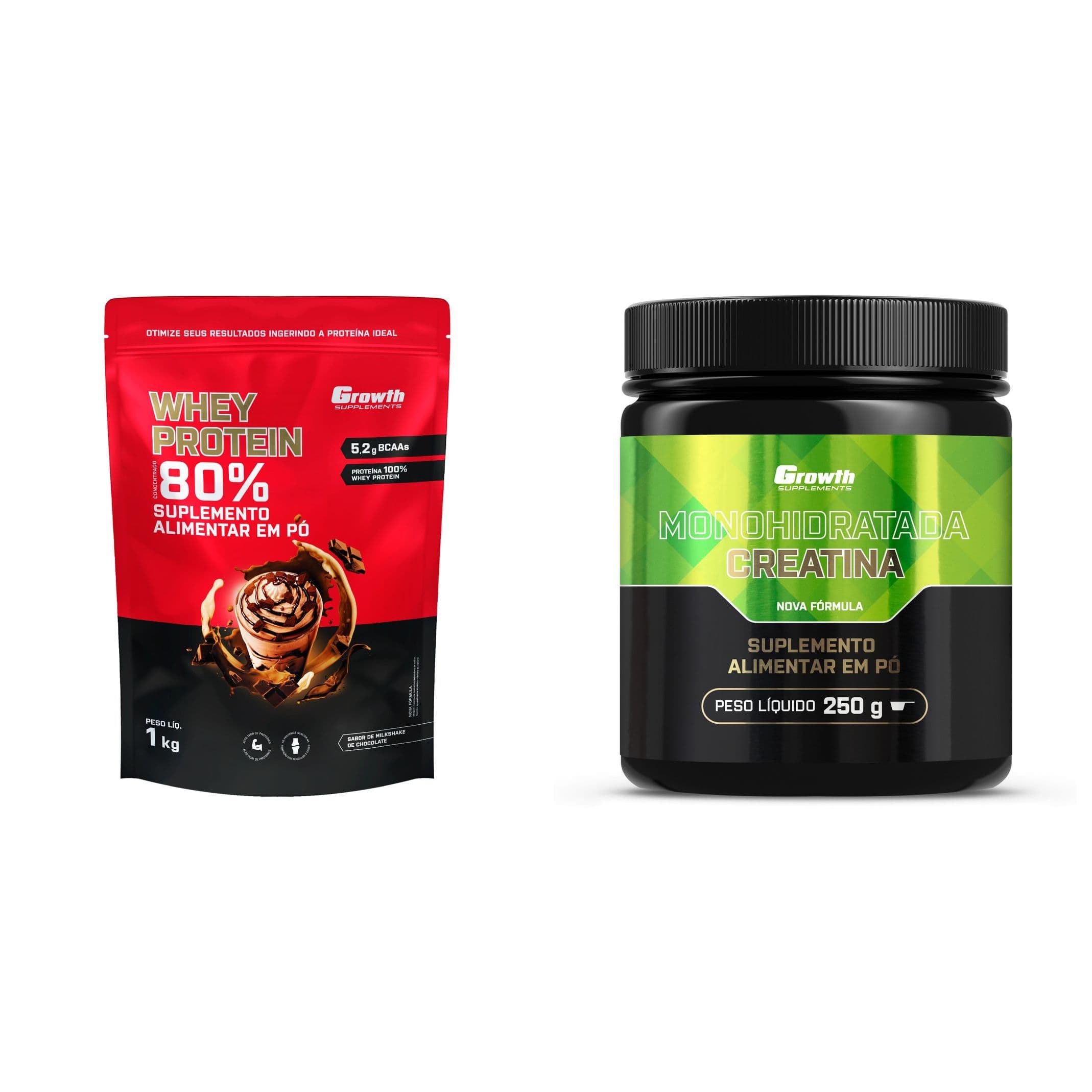 Whey Concentrado 1kg + Creatina Monohidratada 250g - Growth Supplements