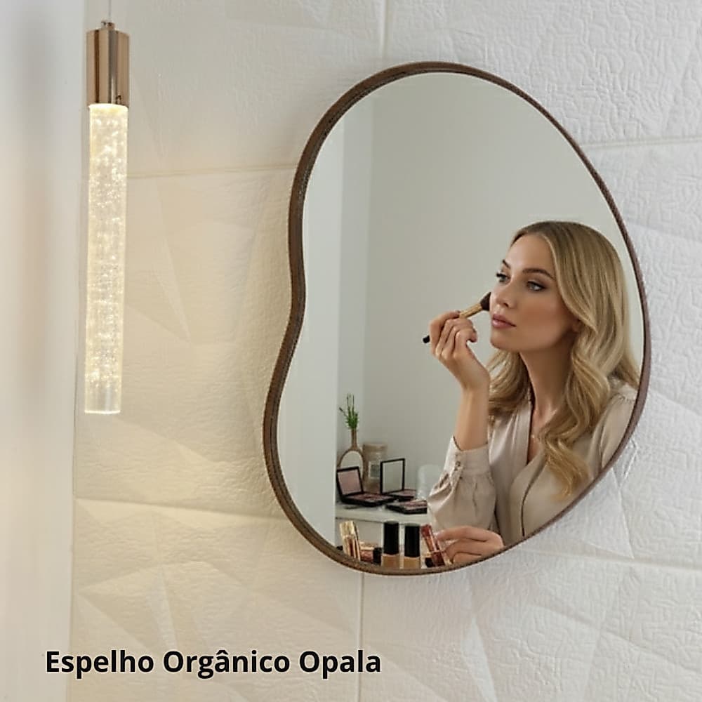 Espelho Decorativo Orgânico Couro Ecológico Vários Formatos
