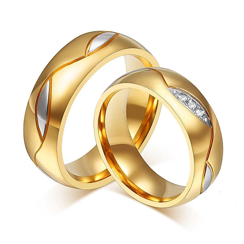 Vnox Anel De Casamento Para As Mulheres Homens Jóias Gravado Servise