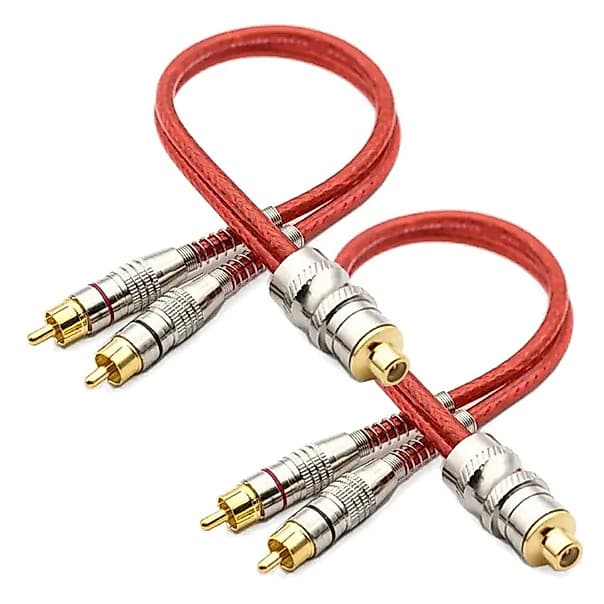 2 Cabos Y Rca 1 Femea 2 Machos Blindado Vermelho Techone Top