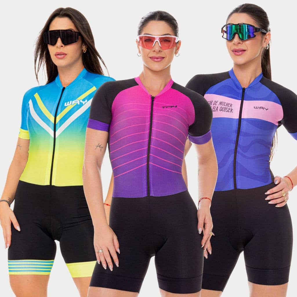 Macaquinho Ciclismo Feminino Macacão Manga Curta Forro Gel Bike Profissional Roupa Ciclista
