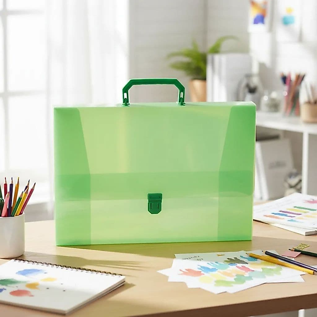 01 Maleta Polionda Pasta Com Alça Trava L4 Plástico Ofício Maleta PP 37X27X4CM Papelaria Escritório