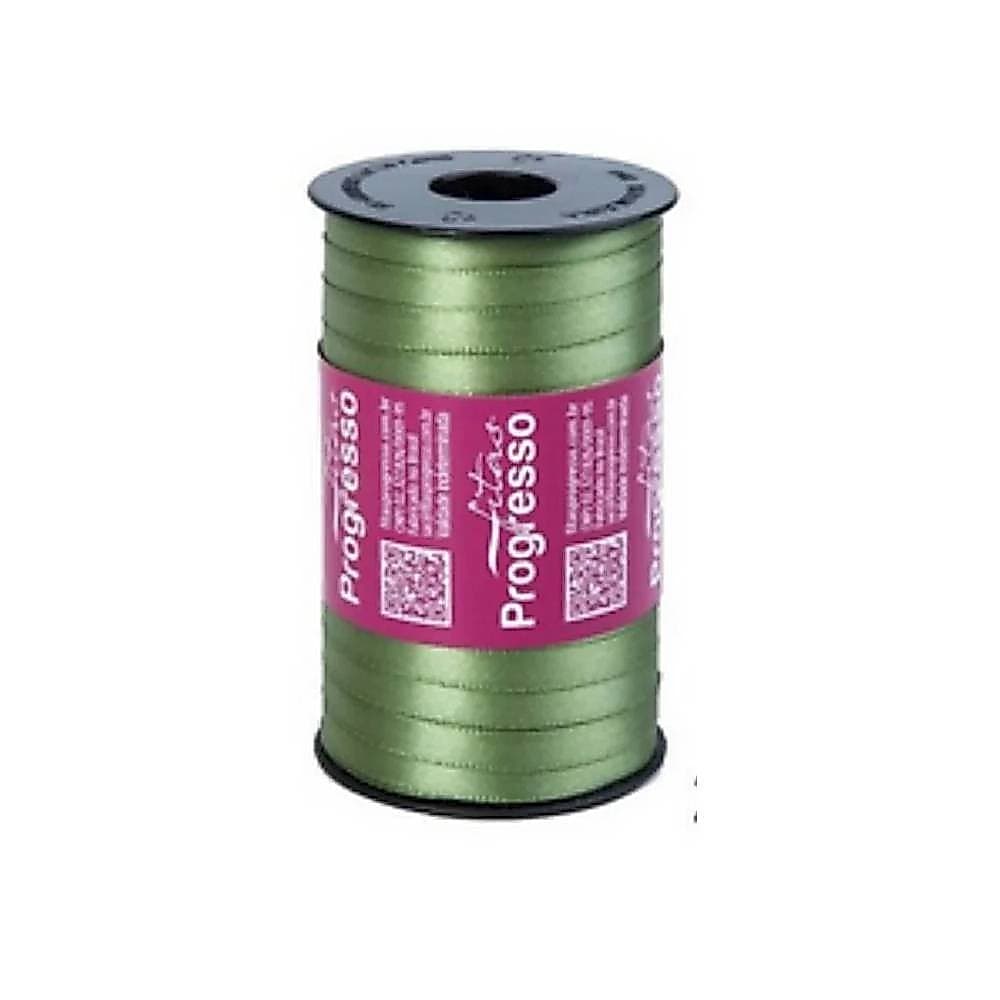 Fita de Cetim Progresso 7mm nº1 - 100m Verde Militar - 1un