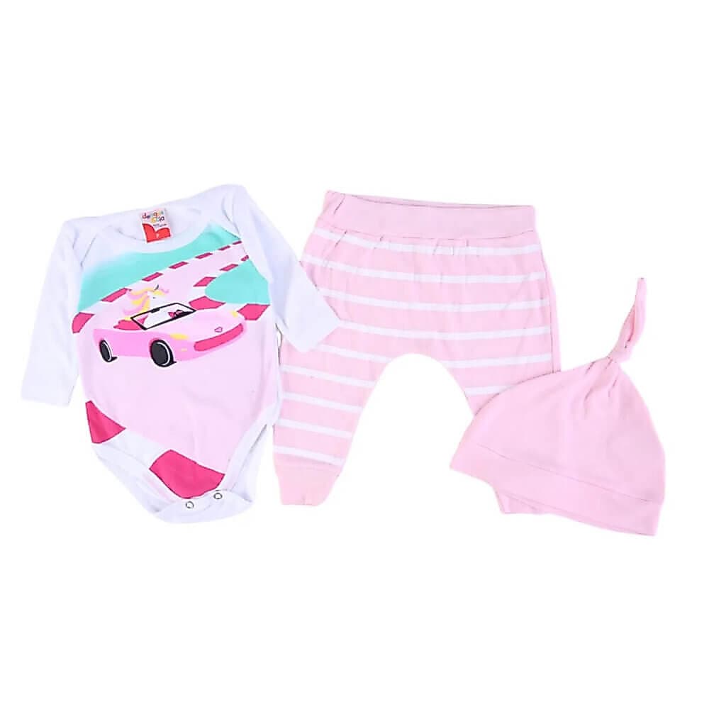 Conjunto Bebê Dengos E Cia Estampa Unicórnio - 03 Peças