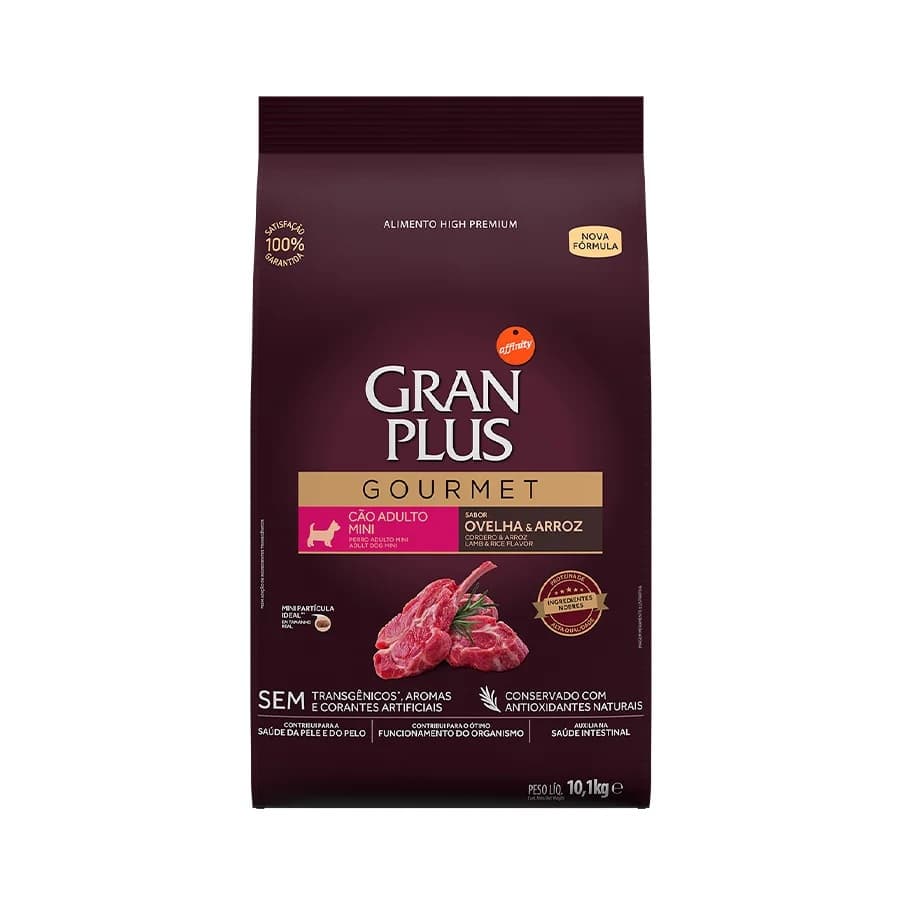 Ração GranPlus Gourmet cães Adultos de Porte Mini Ovelha e Arroz 10,1KG